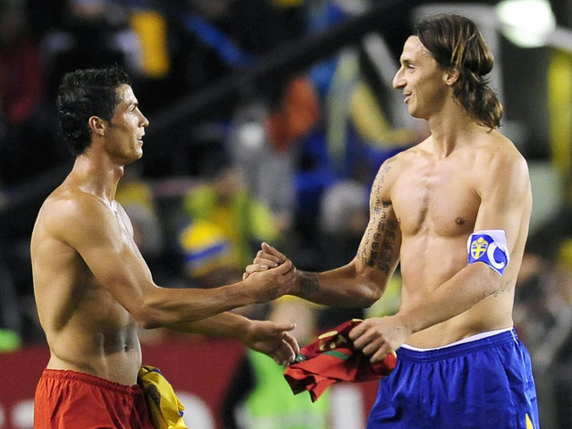 Cristiano Ronaldo and Zlatan Ibrahimovic face off in a The World Cup Qualifier Play Offs