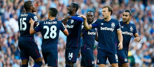 West Ham celebrate scoring at Manchester City