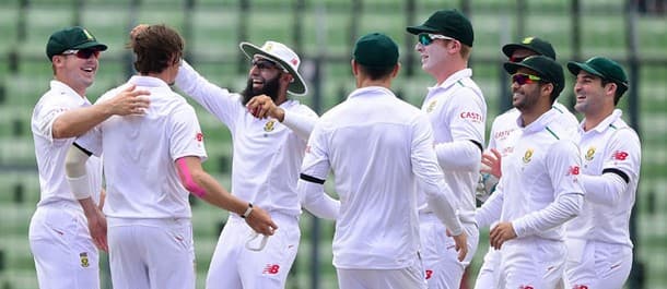 South Africa celebrate a good day of bowling against Bangladesh.