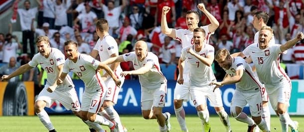 Poland beat Switzerland on penalties in the last 16.