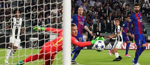 Juventus beat Barcelona 3-0 in the quarter final first leg.