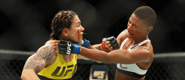 Jessica Andrade damages Angela Hill with a heavy punch