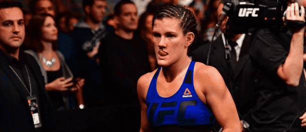 Cortney Casey makes her entrance to the UFC octagon