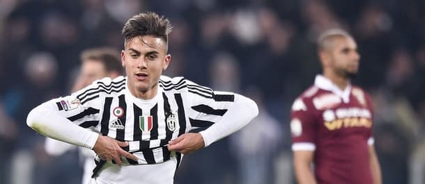 Dybala celebrates a goal in the 4-0 win over Torino.