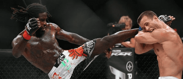 Daniel Straus sends a left high kick