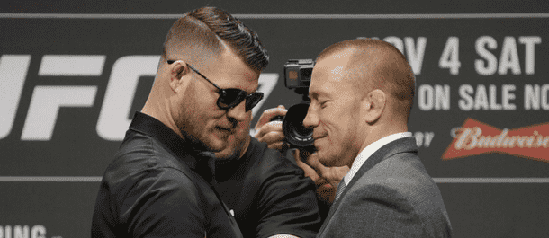 Michael Bisping and Georges St-Pierre stare down before UFC 217