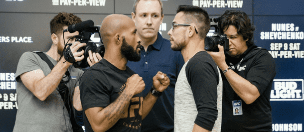 Demetrious Johnson vs. Ray Borg staredown for UFC 216