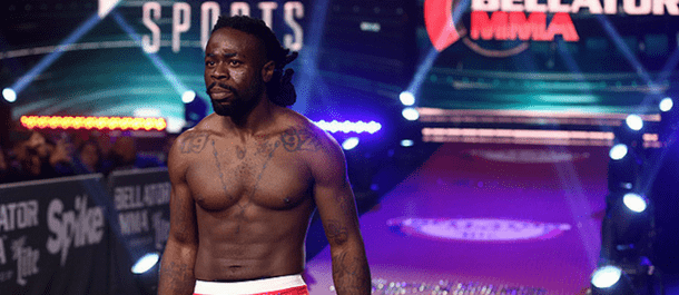 Kevin Ferguson Jr. walks into the Bellator MMA Cage