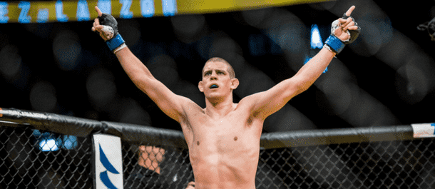 Joe Lauzon celebrates a UFC victory