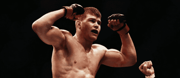 Jake Matthews celebrates a UFC victory