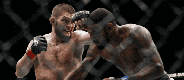 Khabib Nurmagomedov strikes Michael Johnson