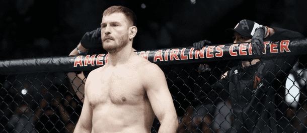Stipe Miocic stares down in the UFC's octagon