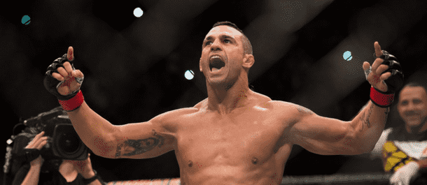 Vitor Belfort celebrates after defeating Nate Marquardt