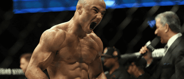 Marlon Moraes screams after UFC victory