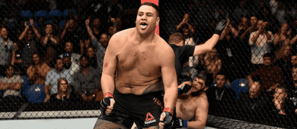 Tai Tuivasa celebrates a UFC win