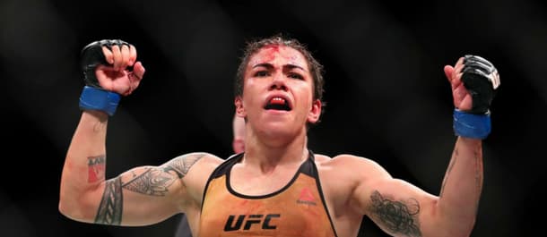 Jessica Andrade celebrates a victory inside the UFC's Octagon