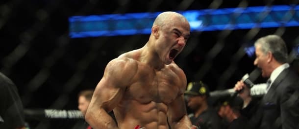 Marlon Moraes celebrates a win in the UFC