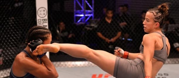 Maycee Barber connects with a left kick on the Contender Series