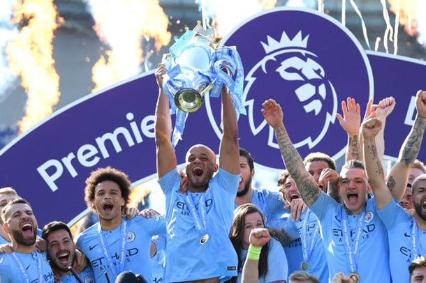 Manchester City celebrates their Championship