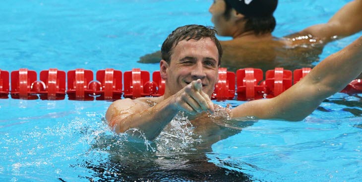 Ryan Lochte pointing and winking