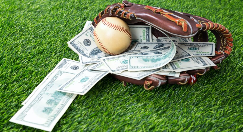 $100 bills inside pitcher's glove