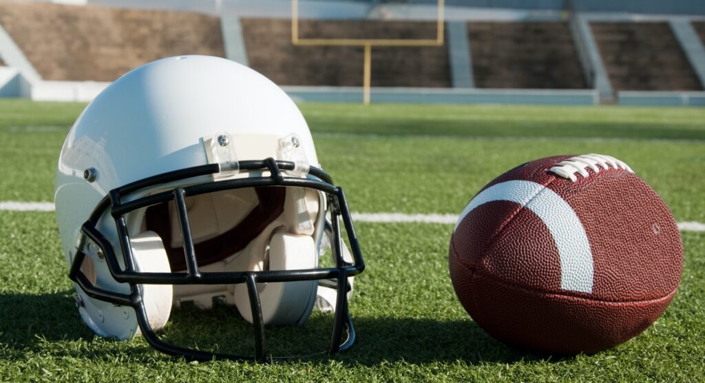 NFL football and helmet