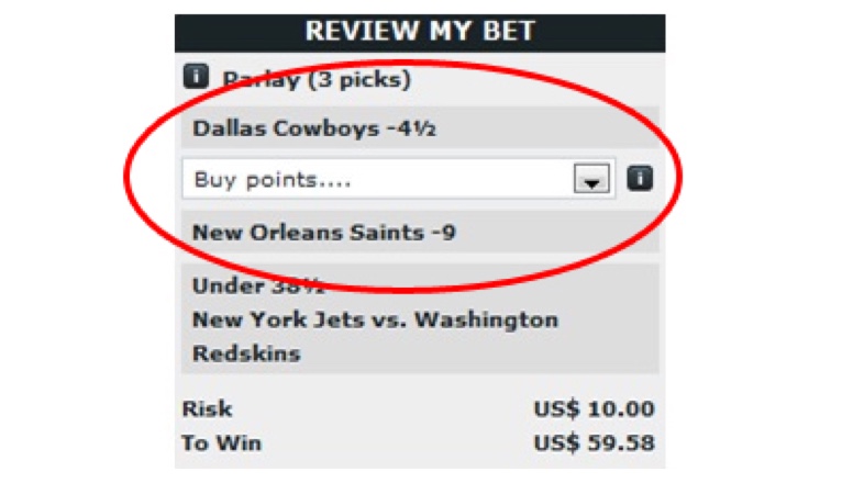 Digital NFL bet slip