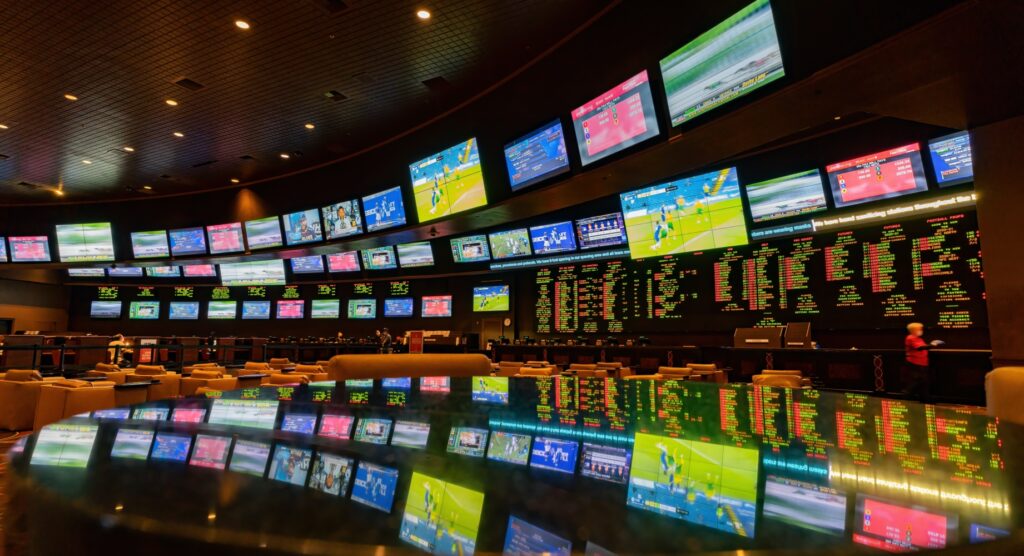 Screens inside retail sportsbook