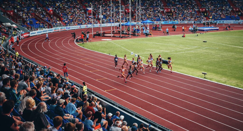 Female runners competing in a race