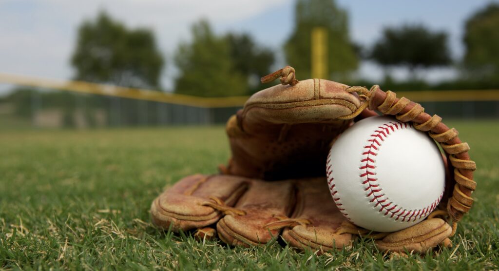 Baseball in pitcher's glove