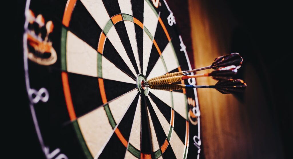 Three darts in bullseye