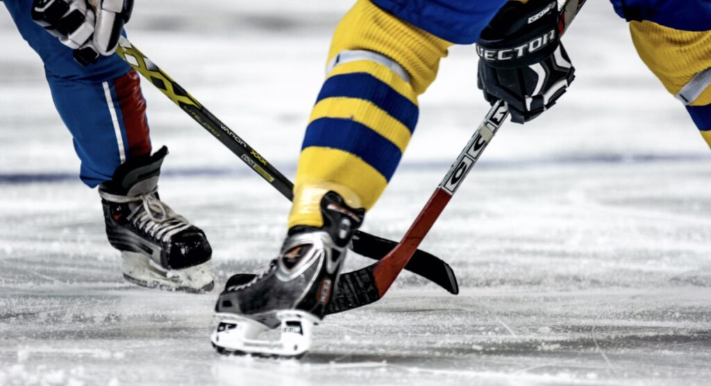 Face-off during ice hockey match