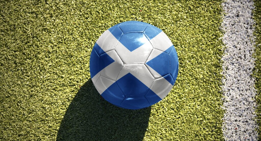 Football with flag of Scotland