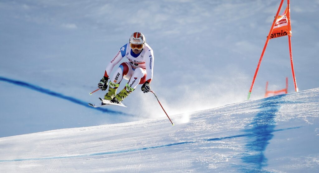 Skier competing in race
