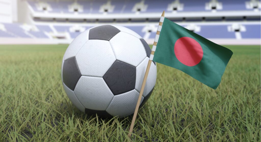 Football and flag of Bangladesh