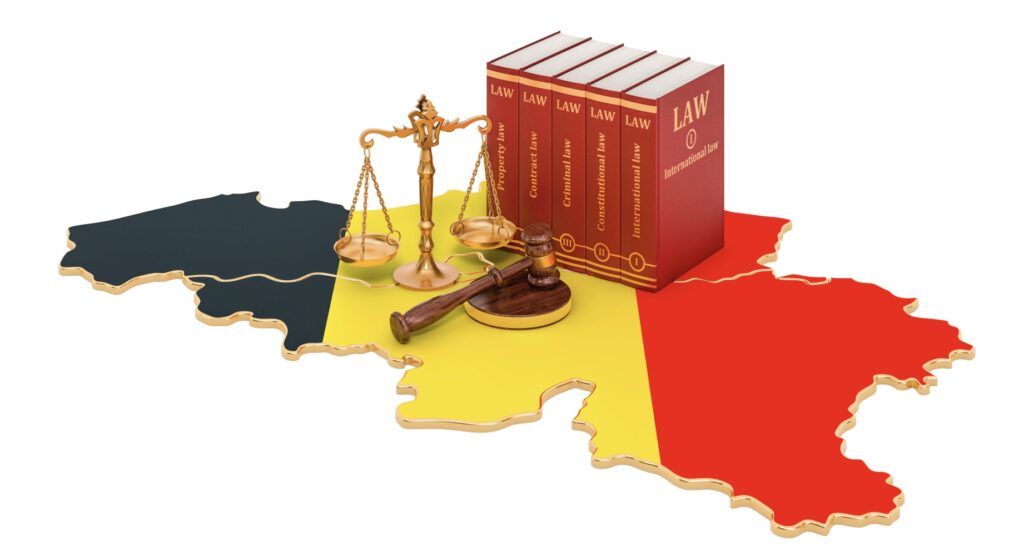 Law-related items on map of Belgium