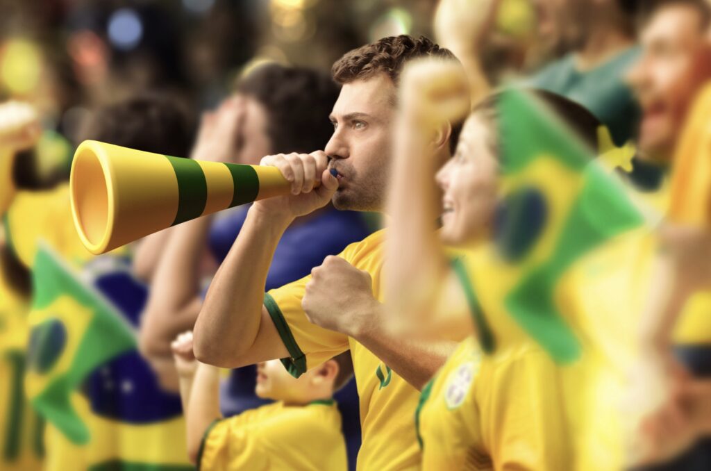 Brazil football fans in stadium