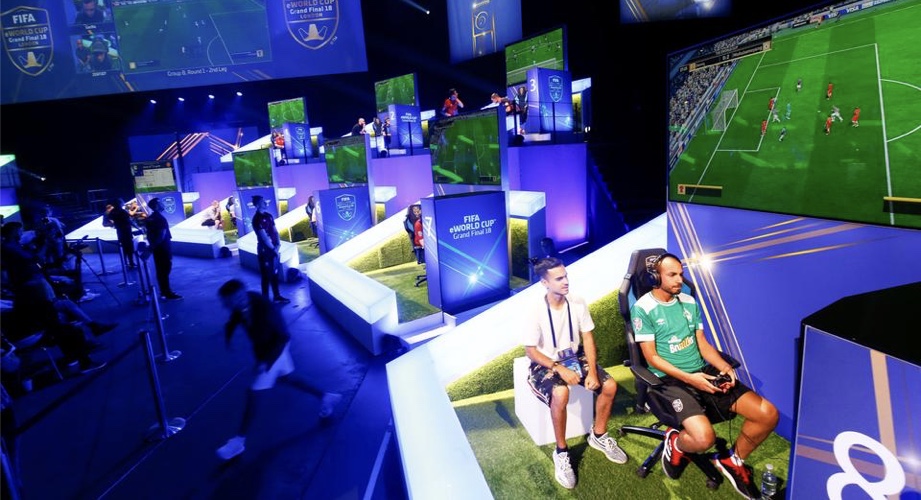 FIFA esports players competing during event
