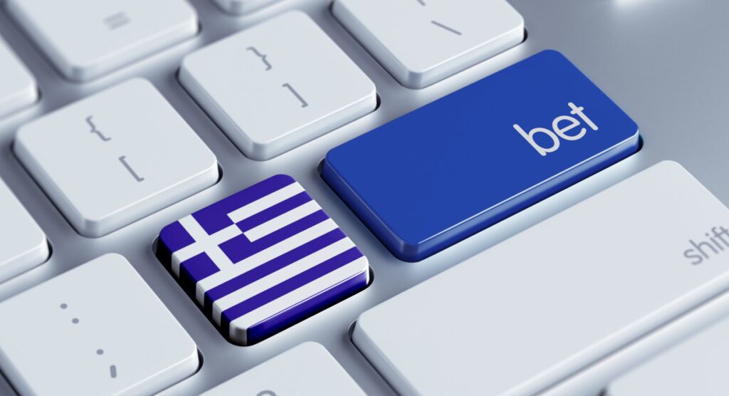 Flag of Greece and bet keys on computer