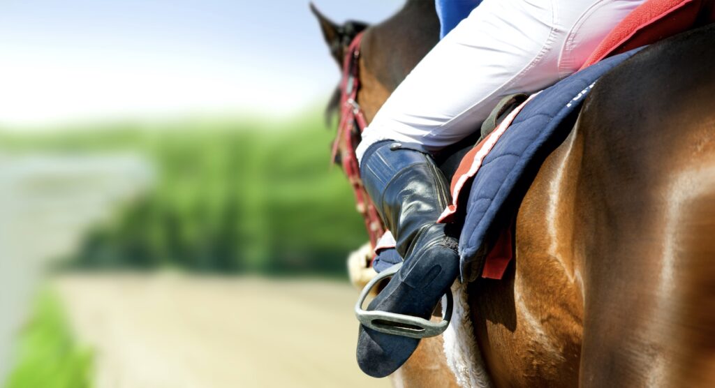 Rear view of jockey on a horse