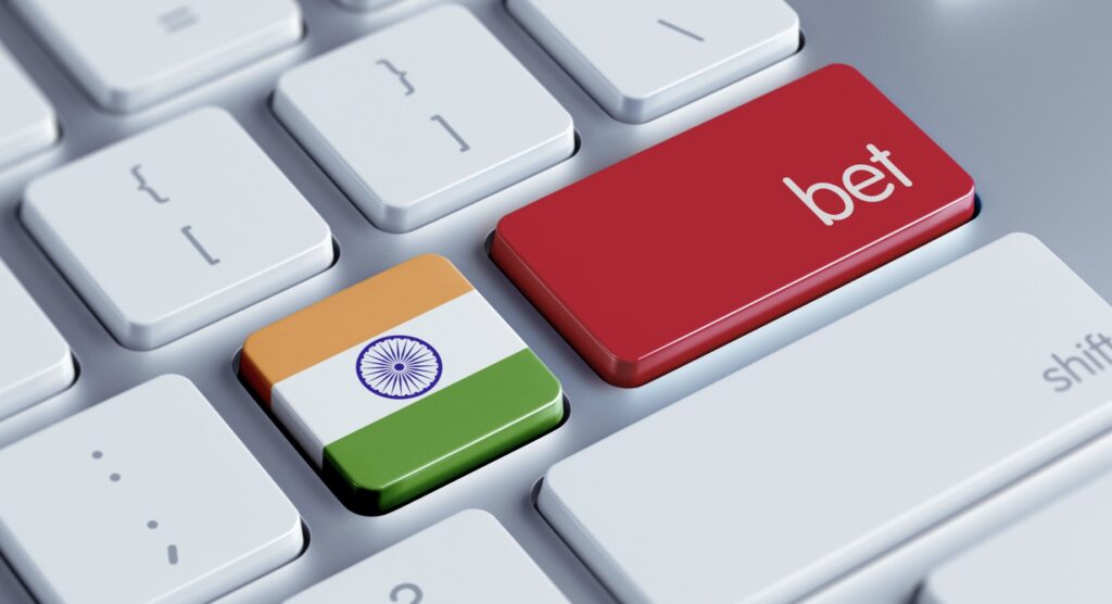 Flag of India and bet key on computer