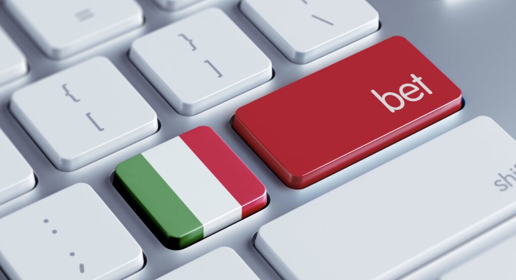 Flag of Italy and bet key on computer