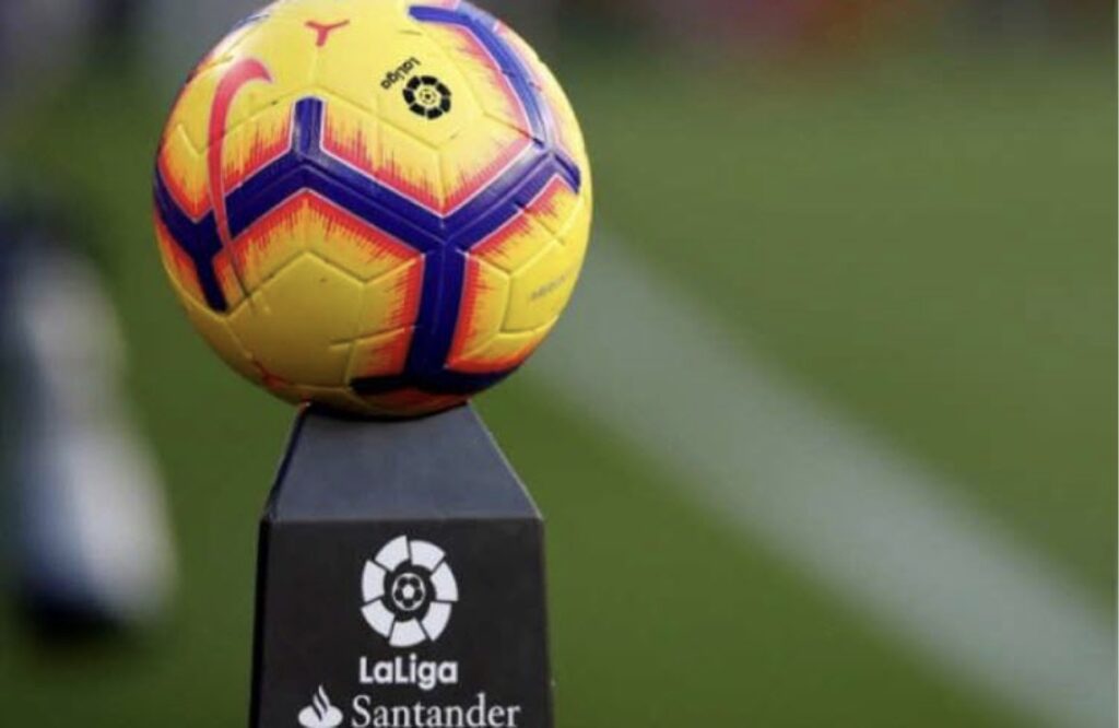 Official La Liga ball on plinth
