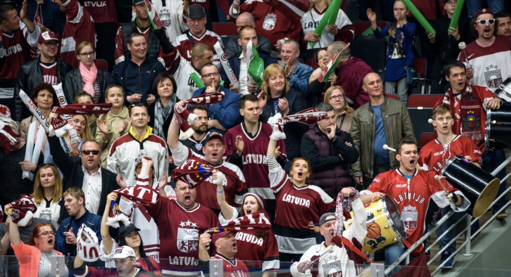 Latvia fans in stadium Latvia fans in stadium