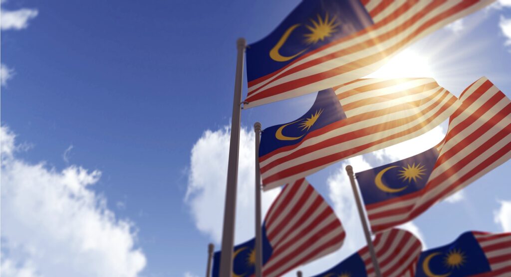 Malaysia flags on masts