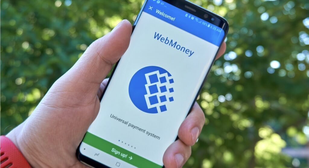 WebMoney app welcome screen