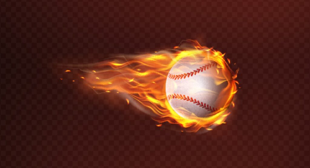 Baseball in flames
