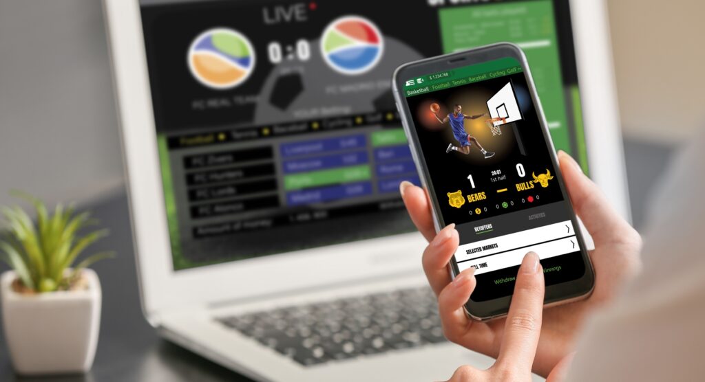 Woman using sports betting app