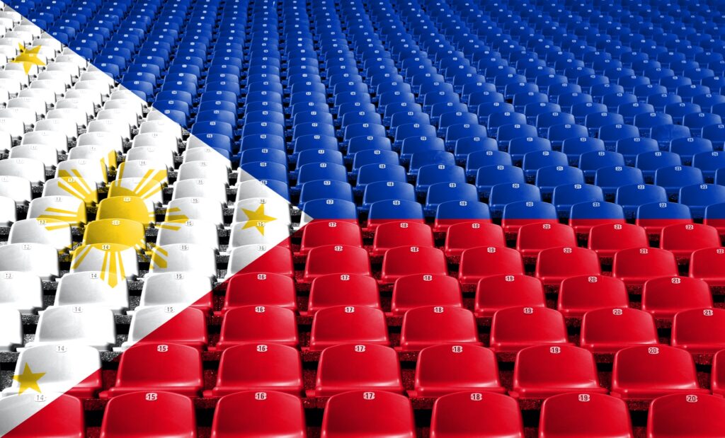 Stadium seats coloured as Philippines flag