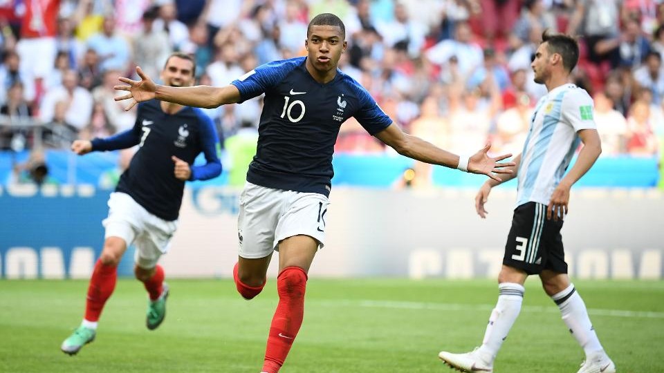 Kylian Mbappe scored twice in a man-of-the-match display against Argentina